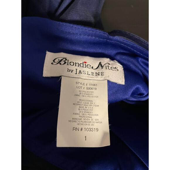 Vintage Blondie Nites Juniors Dress Size 1 Blue Mesh Babydoll HOCO Prom Y2K FLAW - Picture 4 of 8